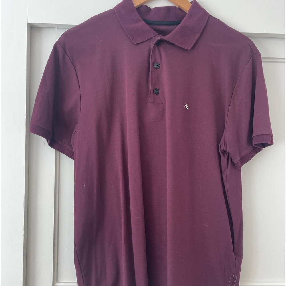 Rag & Bone Interlock Cotton Polo Magenta Size Large